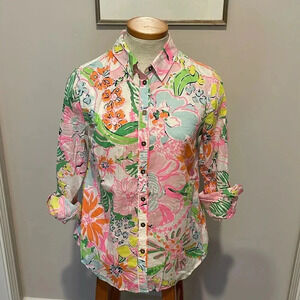 Lilly Pulitzer For Target - Nosey Posey Shirt Floral Print Blouse - Size Small